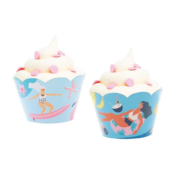 Nyár Surfing muffin dísz 6 db-os
