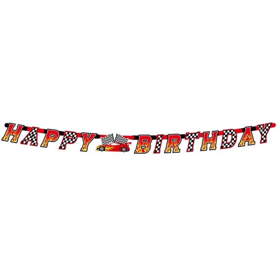 Autóverseny Race Happy Birthday papír felirat 220 cm
