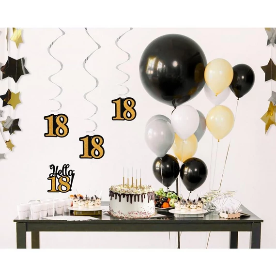 Happy Birthday 18 B&C szalag dekoráció 3 db-os szett