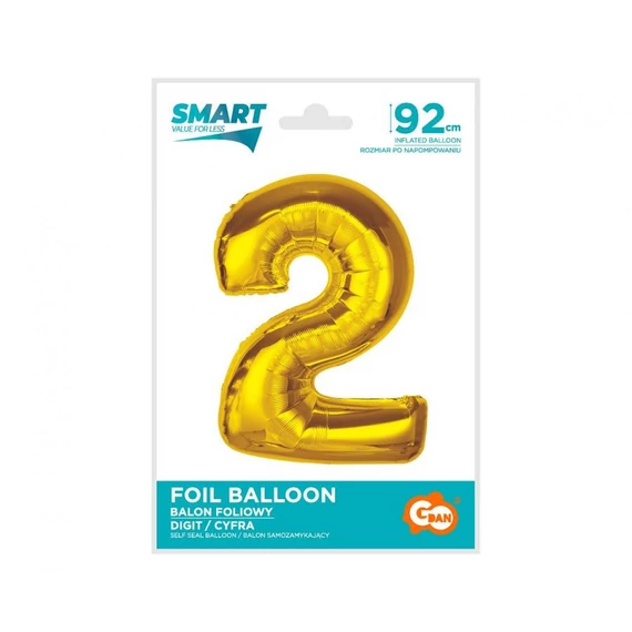 Arany 2-es Gold szám fólia lufi 92 cm