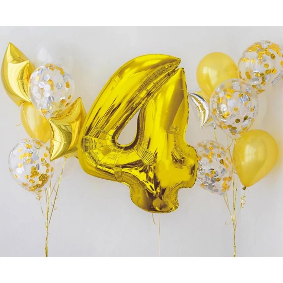 Arany 4-es Gold szám fólia lufi 92 cm