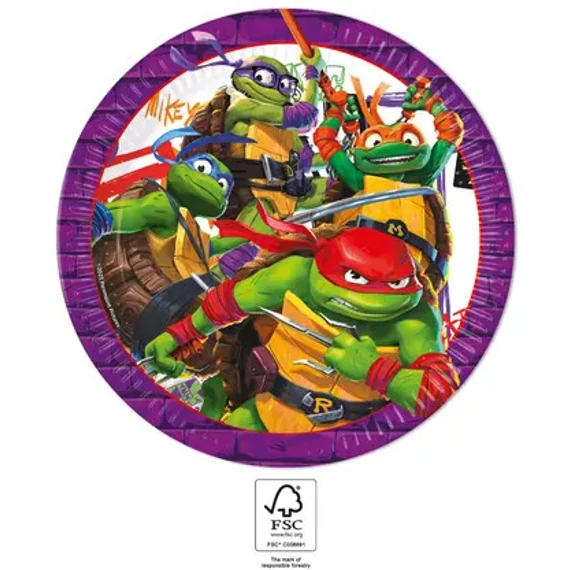 Tini Nindzsa Teknőcök Purple papírtányér 8 db-os 23 cm FSC