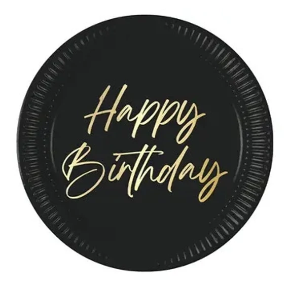 Happy Birthday Elegant papírtányér 8 db-os 23 cm FSC