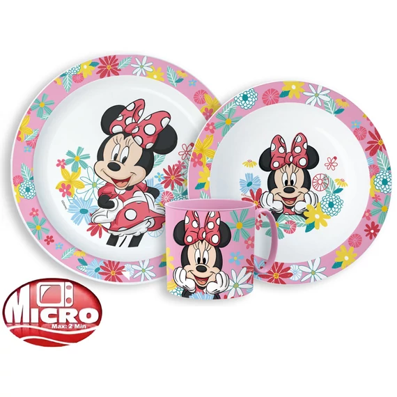 Disney Minnie Spring étkészlet, micro műanyag szett bögrével 265 ml