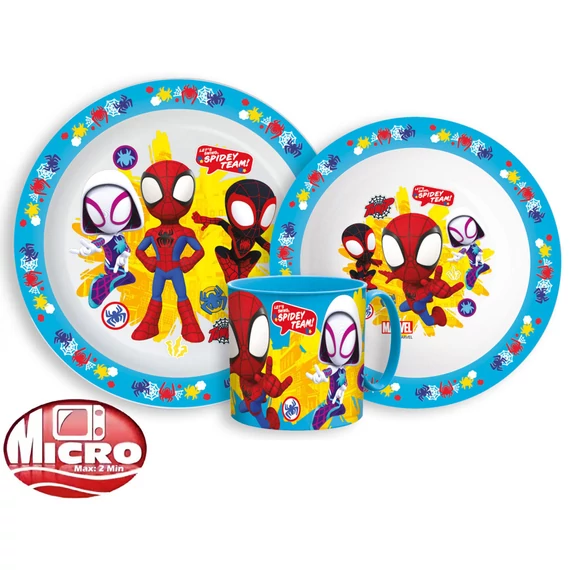 Pókember Spidey étkészlet, micro műanyag szett bögrével 265 ml