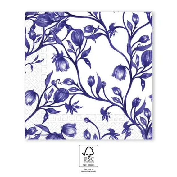 Virágos Blue Porcelain szalvéta 20 db-os 33x33 cm