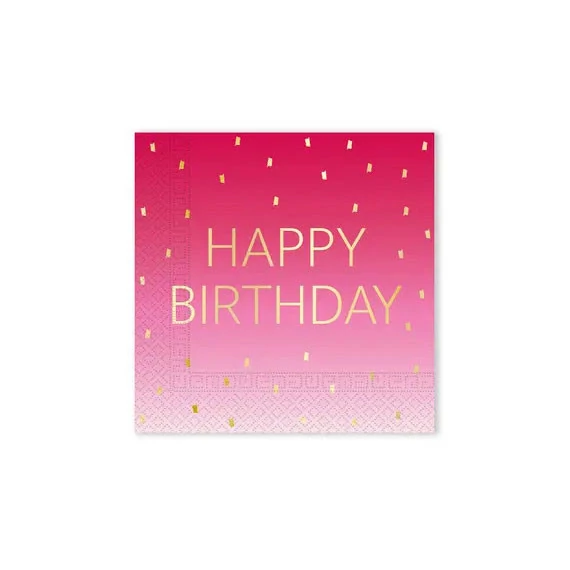 Happy Birthday Golden Pink szalvéta 20 db-os 33x33 cm FSC