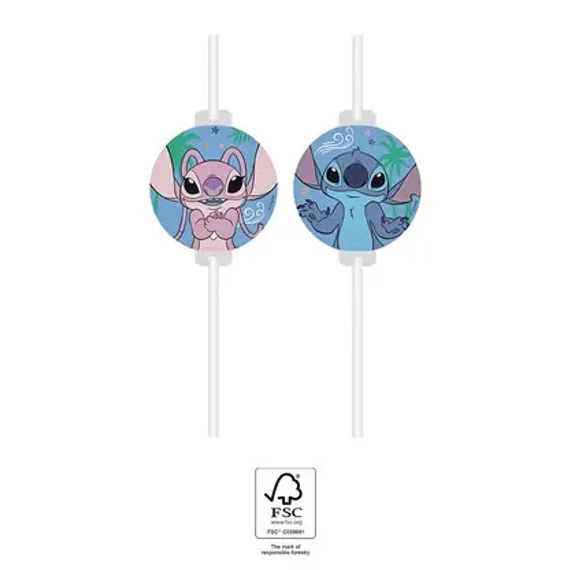 Disney Lilo és Stitch, A csillagkutya Angel papír szívószál, 4 db-os szett FSC