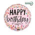 Happy Birthday Pink Confetti fólia lufi 46 cm
