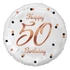 Happy Birthday 50 B&C White fólia lufi 36 cm