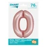 Rózsaszín 0-ás Light Pink Mat szám fólia lufi 76 cm
