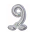 Ezüst Holographic Silver 9-es szám fólia lufi talppal 72 cm